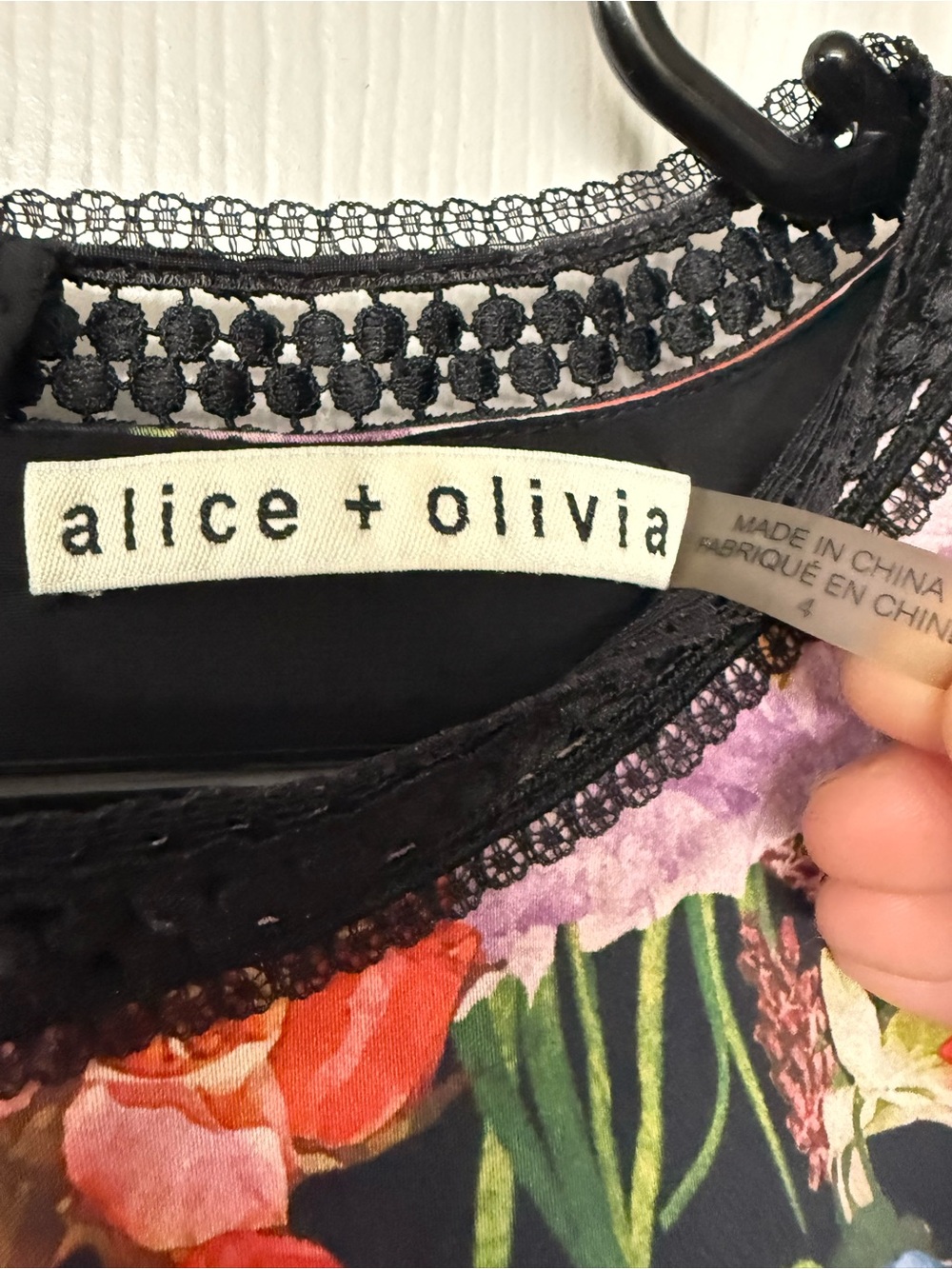 Alice & Olivia gorgeous Floral Black Dress with Multicolor Bloom Print(SKU0072) - Picture 3 of 4